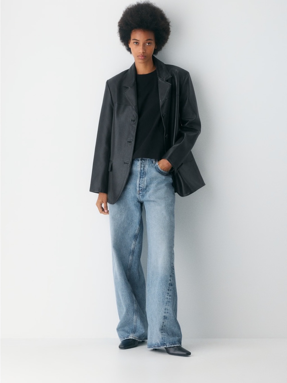 Agolde Light Blue Wide Leg Flare Jeans - Picture 2 of 7